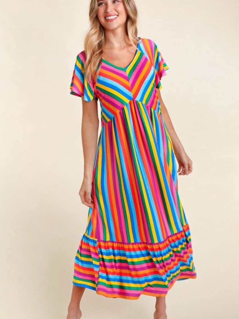 Haptics Stripe Midi Dress - Multicolor Roomy Fit